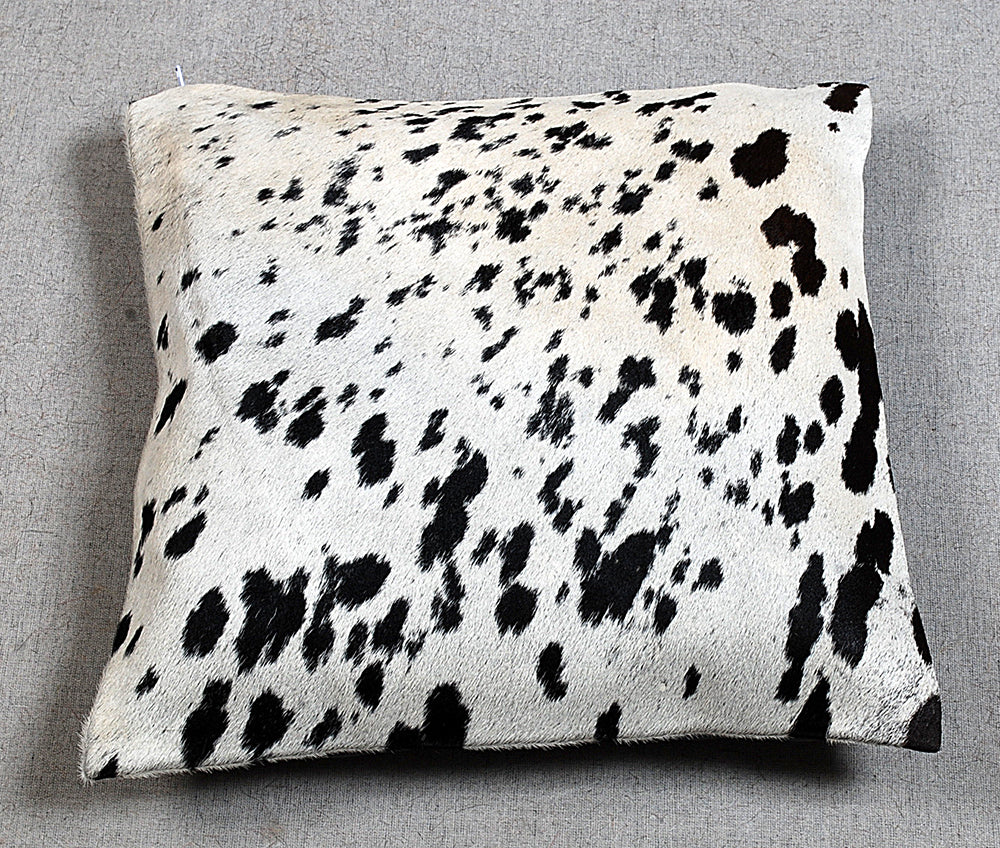 Genuine Cowhide Leather Cushion Cover – Black & White Natural Pattern