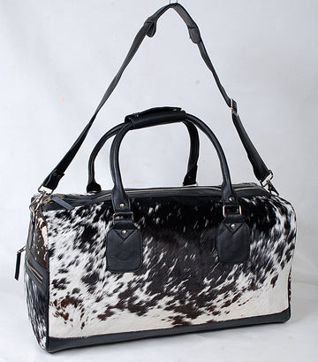 Premium Black Cowhide Duffel Bag