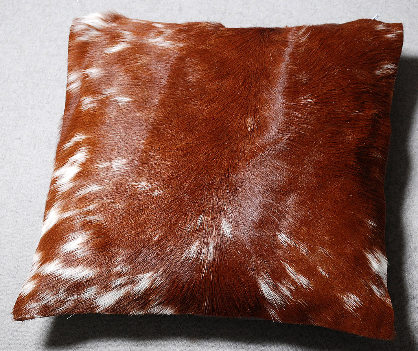 Genuine Cowhide Leather Cushion Cover – Brown & White Natural Design
