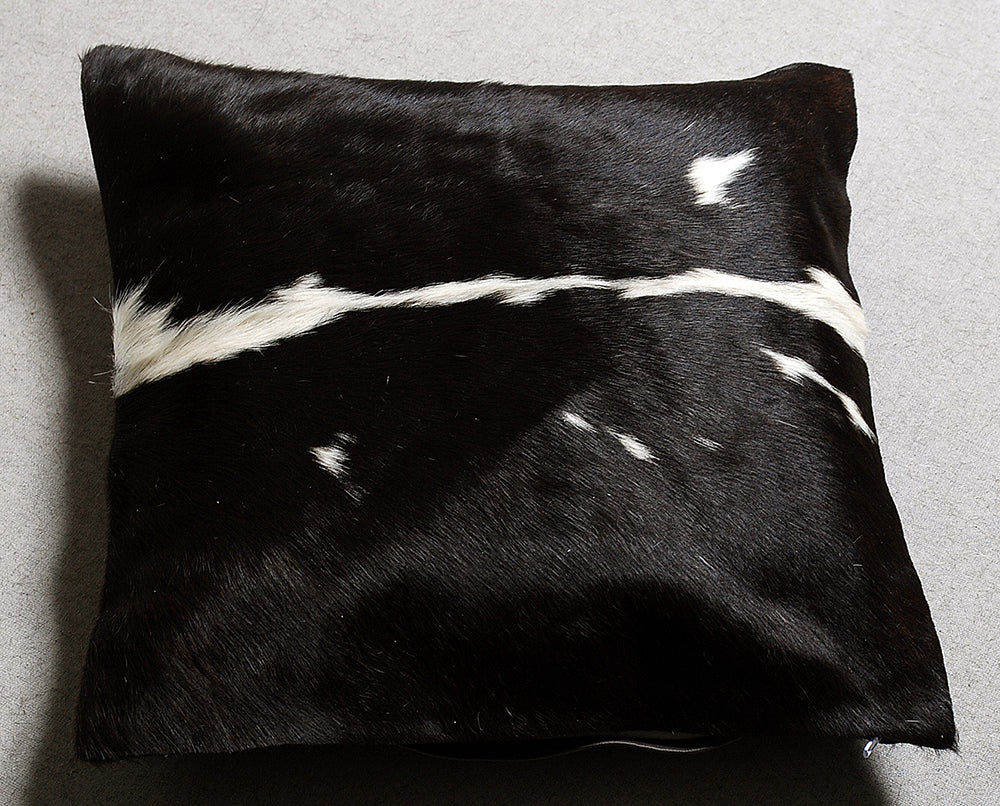 Genuine Cowhide Leather Cushion Cover – Black & White Natural Pattern