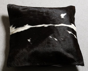 Black Comfy Cowhide Leather Cushion