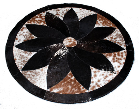 Decorative Flower Cowhide Rug