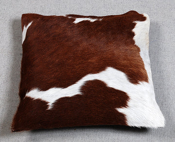 Premium Brown N White Cowhide Leather Cushion