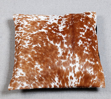 Spotted Brown Cowhide Leather Cushion