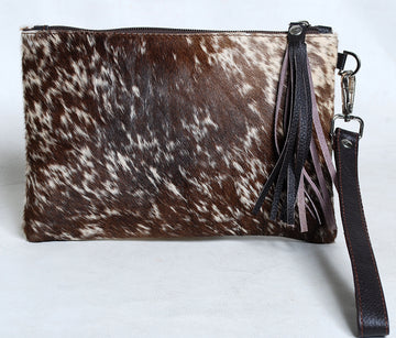 Dual-Color Cowhide Clutch Bag