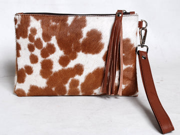 Caramel Cowhide Clutch Bag