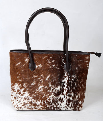 Elegant Brown Upton Cowhide Leather Hand Bag