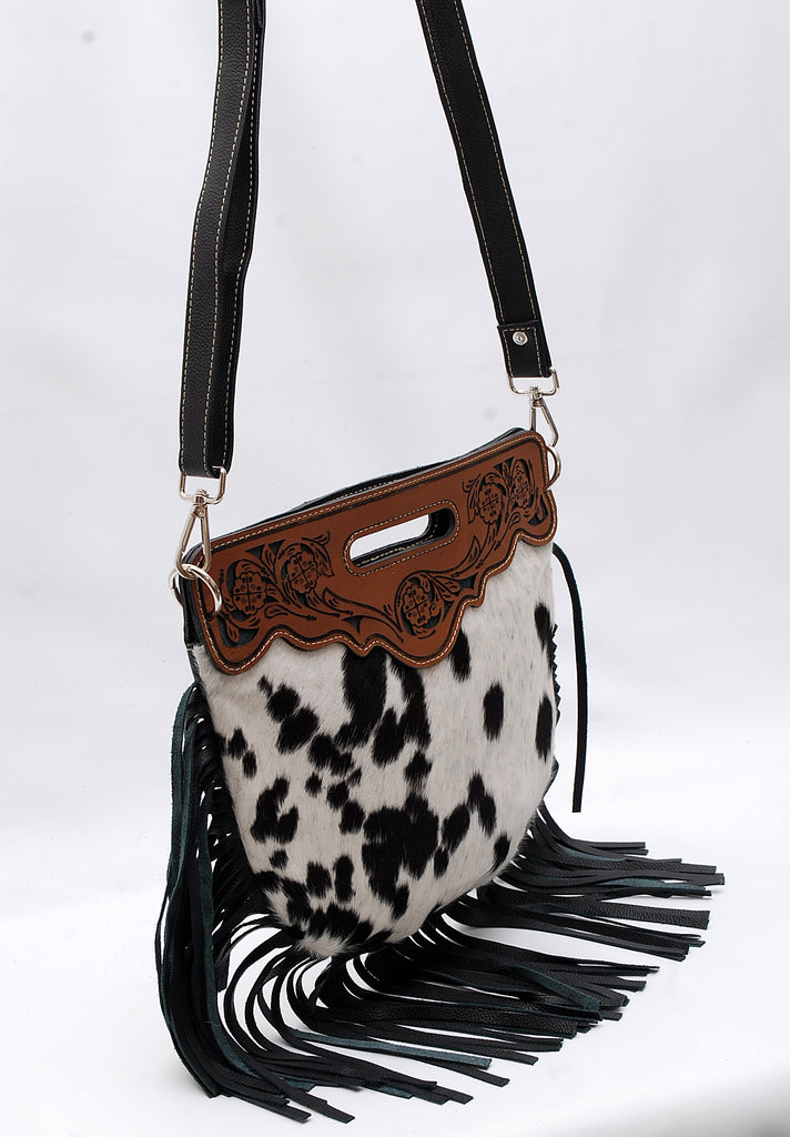 Sunshine & Whiskey Black Fringe Cowhide Leather Purse – Friends By