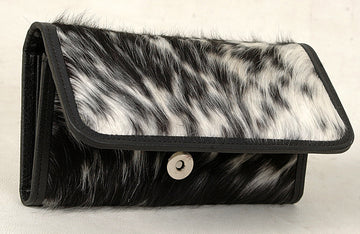 Premium Fringe Black Cowhide Clutch Bag