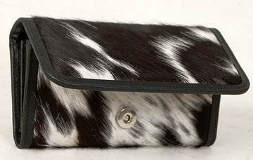 Premium Dual Color  Fringe Grey Cowhide Clutch Bag