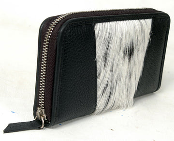 Stylish Dual Color Fringe Cowhide Leather Clutch Bag