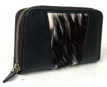 Stylish Black Fringe Cowhide Leather Clutch Bag